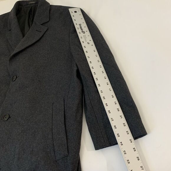 London Fog Signature Overcoat Men 44R Gray Wool Blend Coat Lined Formal Regency - Picture 10 of 10